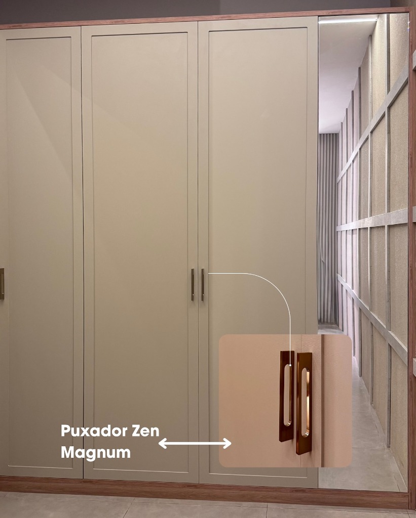 Armário de quarto planejado com puxador Zen Magnum.